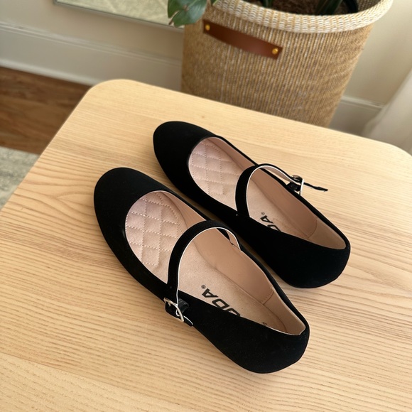 Black Suede Mary Jane Flats | Women’s 6.5 Wide Fit - Picture 8 of 8